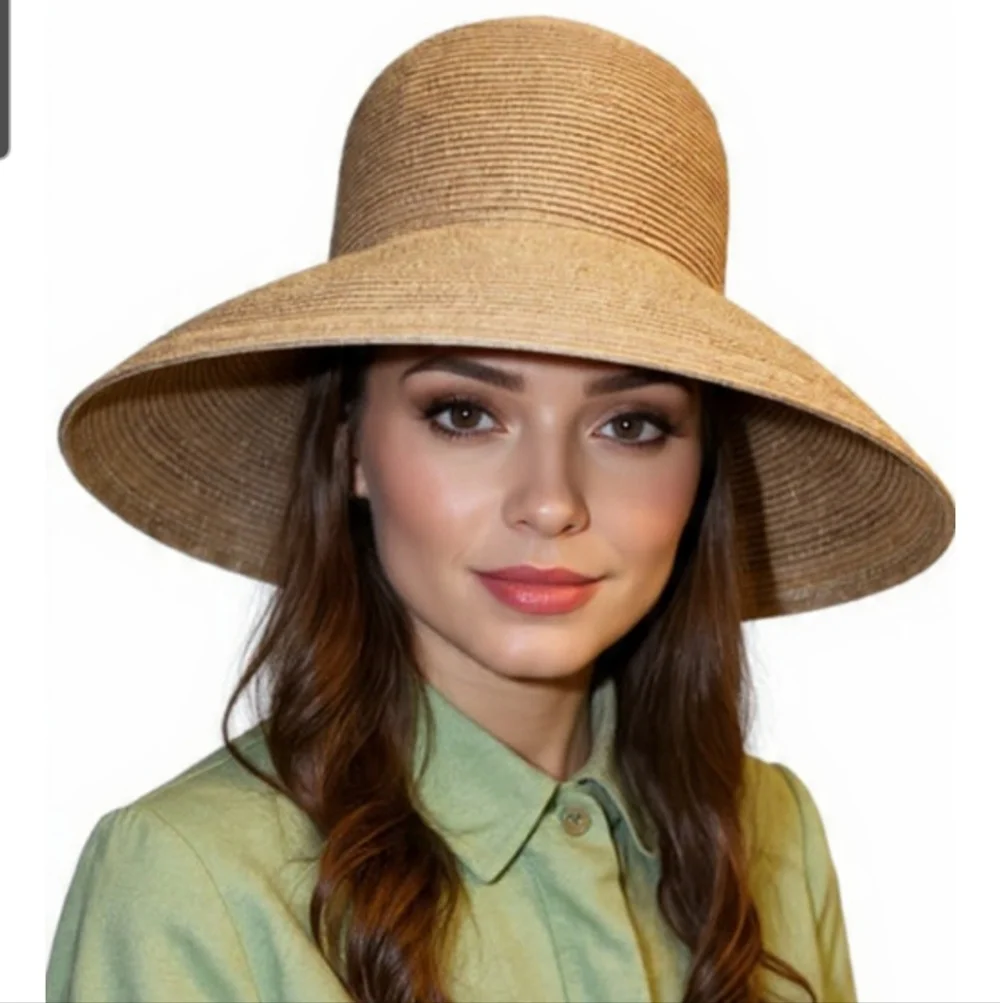 Eric‎ Javits Womens Packable Vintage Srraw Sun Hat Beige W/Pink Underside Beach - Picture 7 of 7